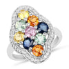 2.63 Carat Genuine Multi Sapphire .925 Sterling Silver Ring
