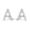 10K White Gold 1/10 Cttw Diamond Initial â€œAâ€ Stud Earring
