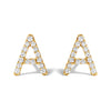 10K White Gold 1/10 Cttw Diamond Initial â€œAâ€ Stud Earring