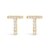 10K White Gold 1/10 Cttw Diamond Initial â€œAâ€ Stud Earring
