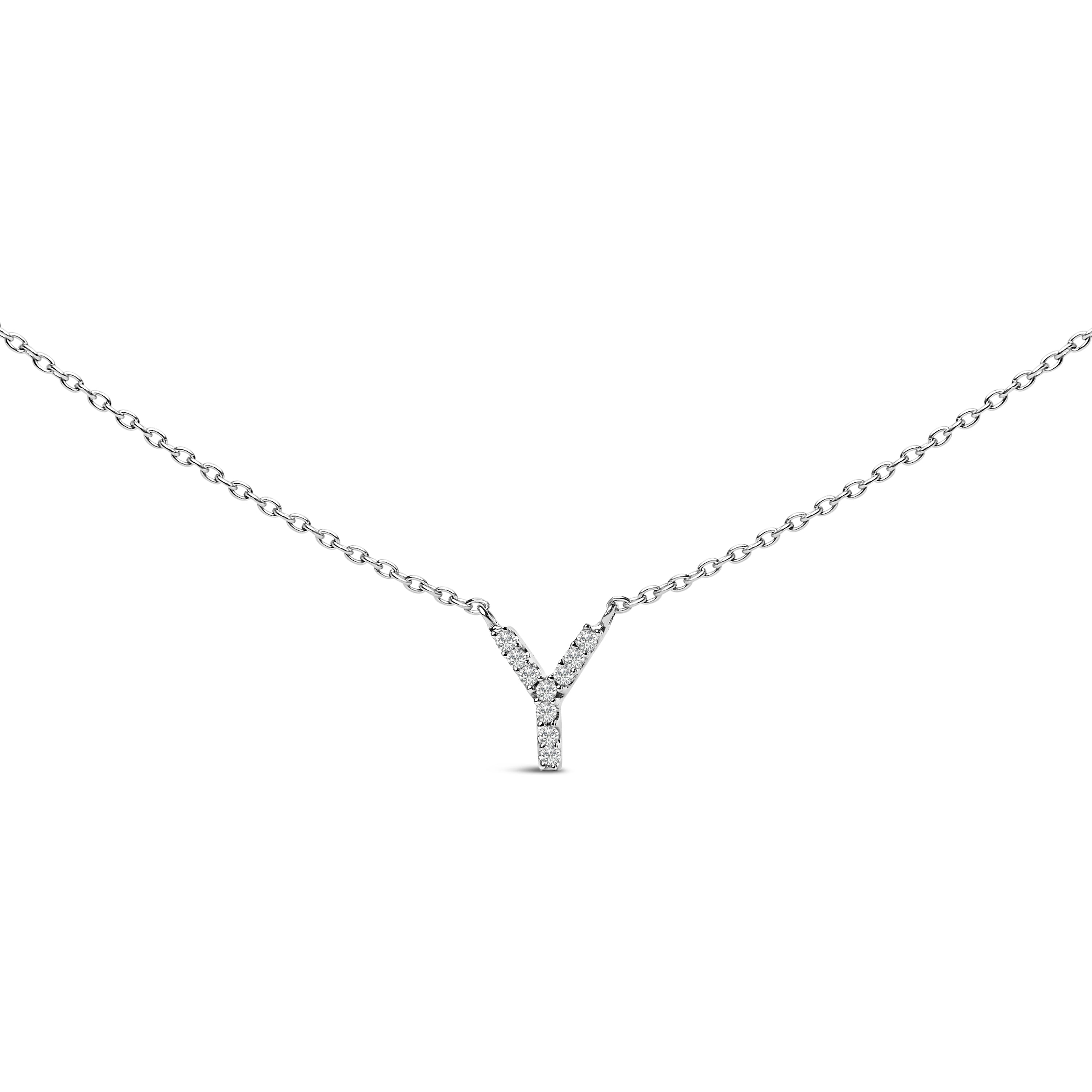 10K White Gold Diamond Accent "A" Block Initial Pendant Necklace