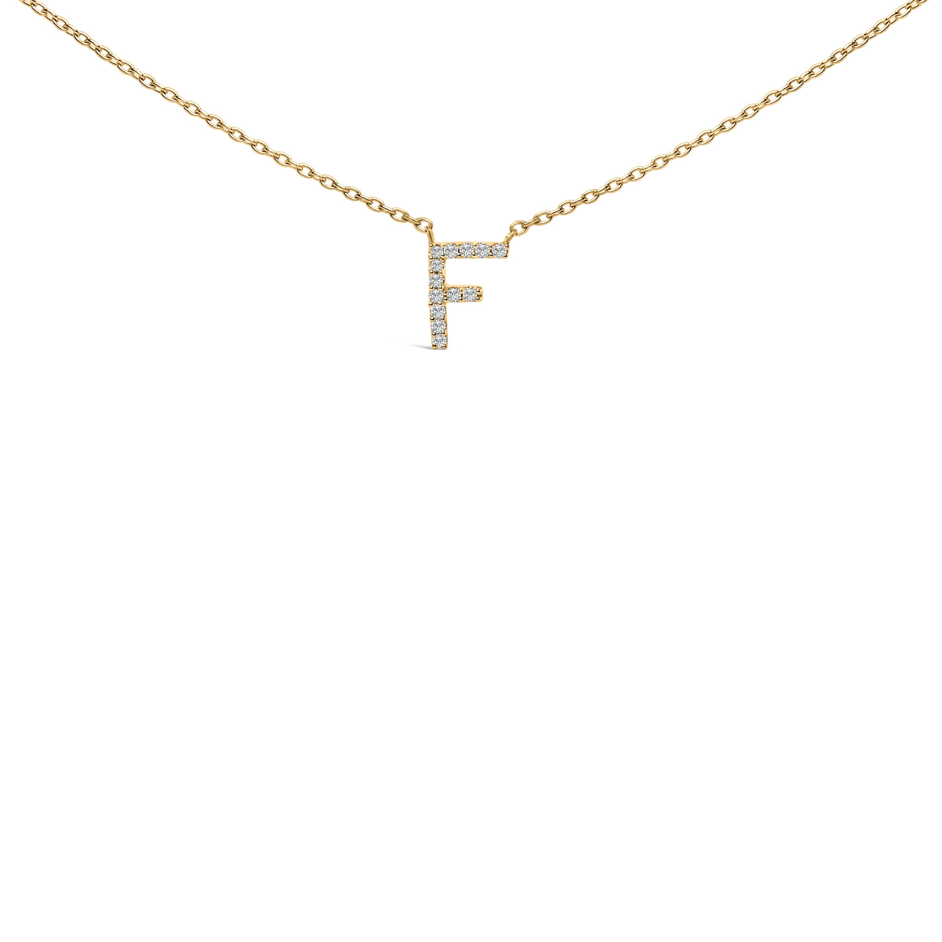 10K White Gold Diamond Accent "A" Block Initial Pendant Necklace