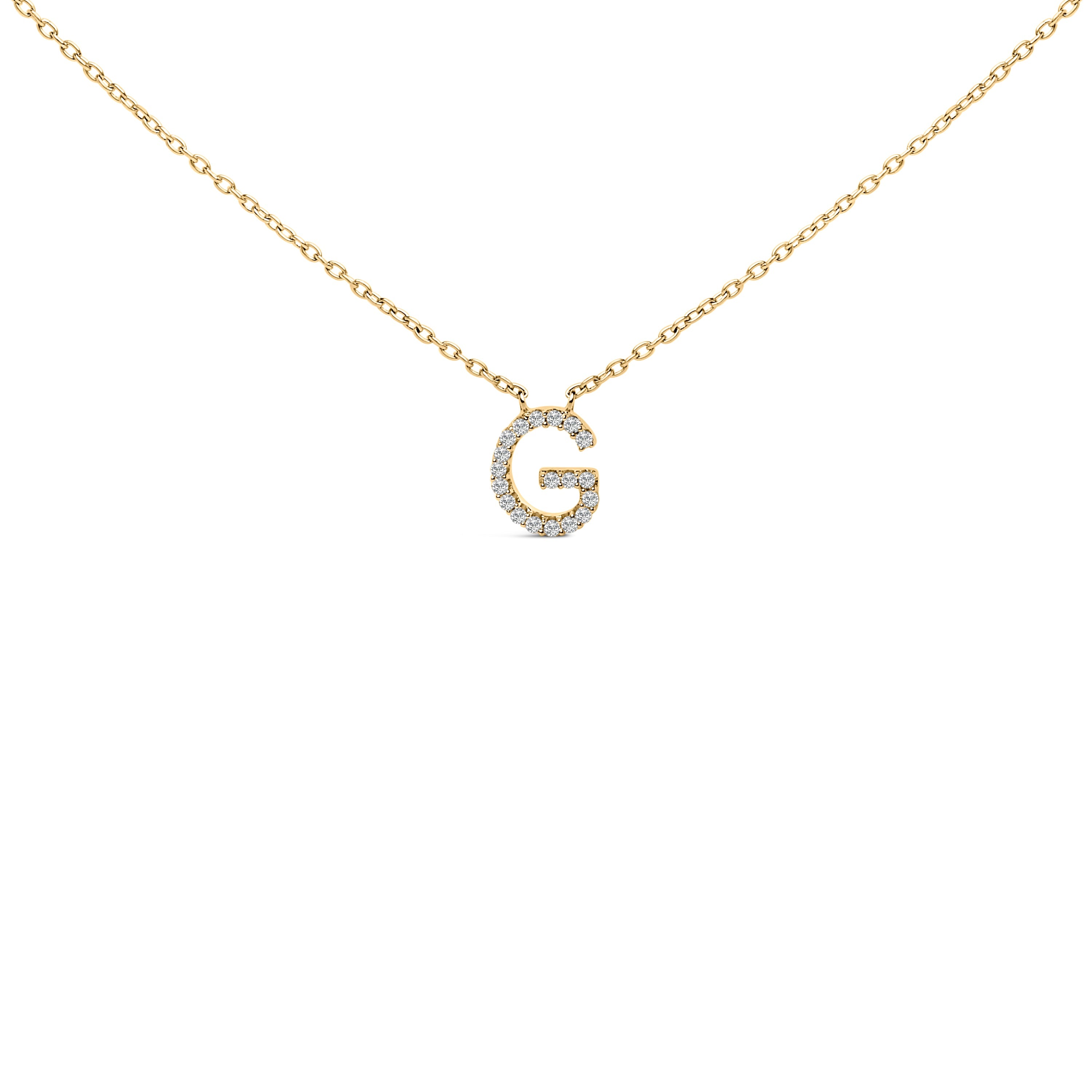 10K White Gold Diamond Accent "A" Block Initial Pendant Necklace