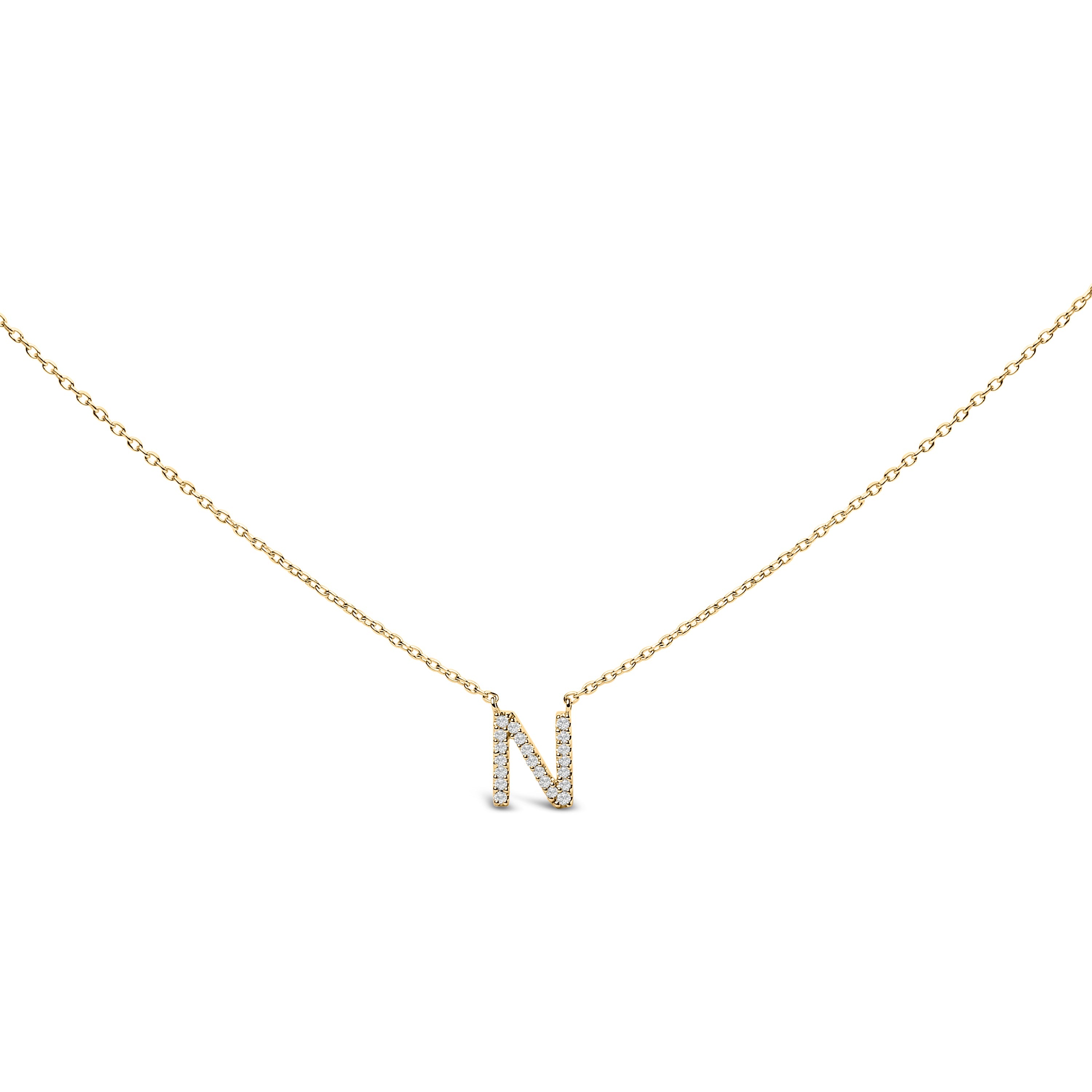 10K White Gold Diamond Accent "A" Block Initial Pendant Necklace