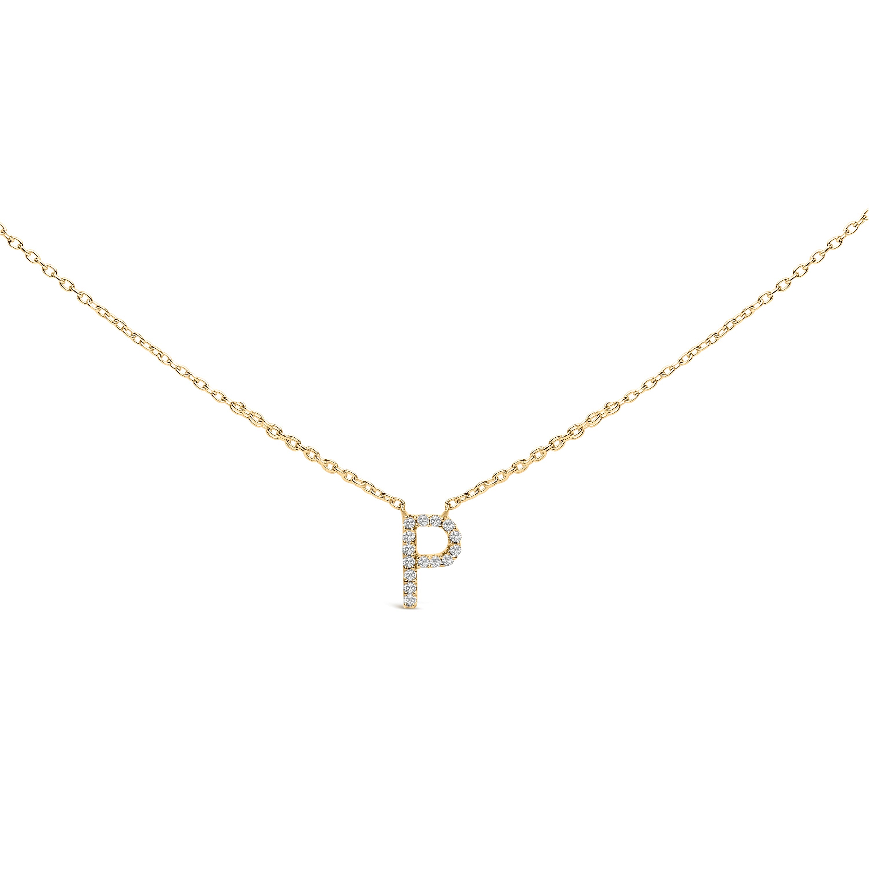 10K White Gold Diamond Accent "A" Block Initial Pendant Necklace