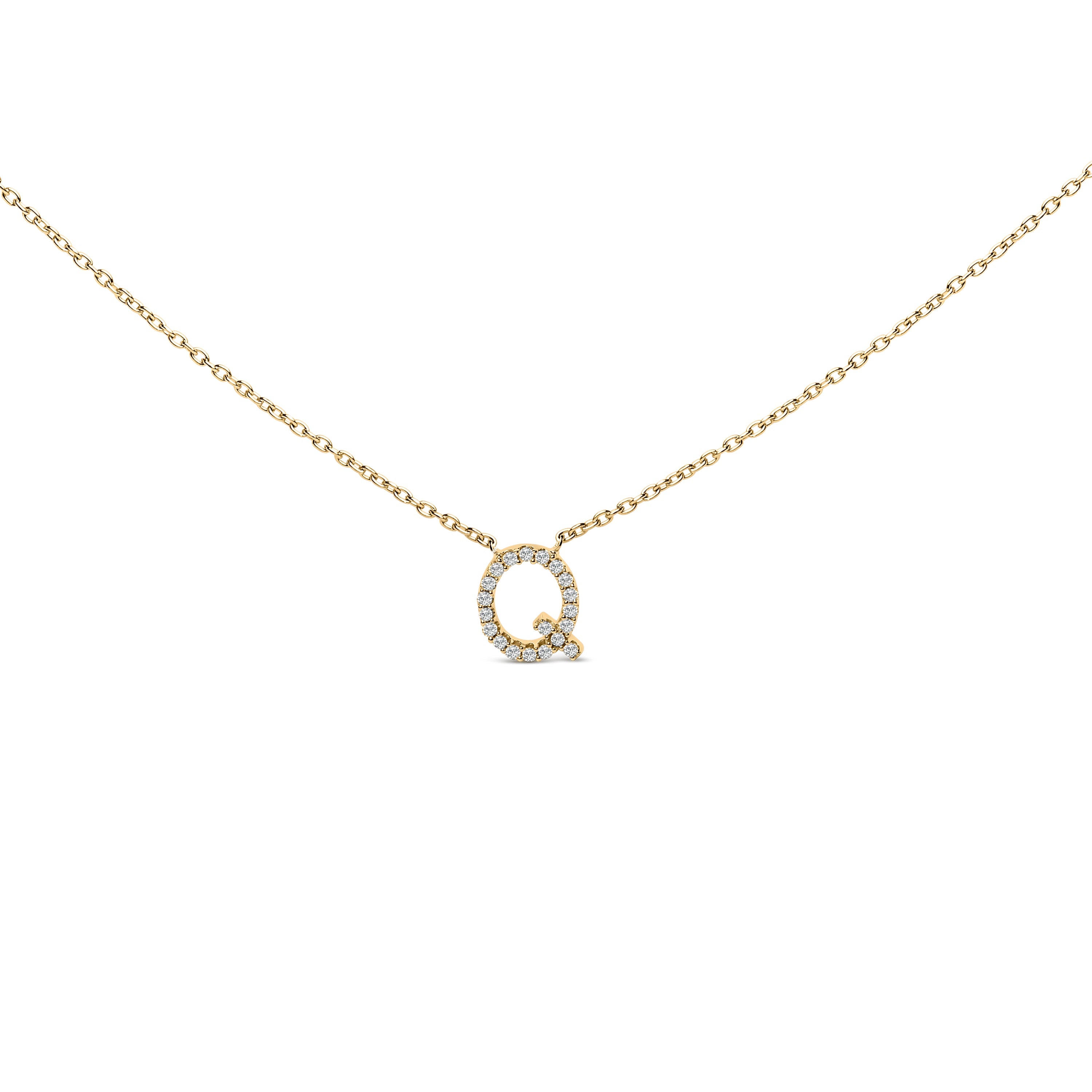 10K White Gold Diamond Accent "A" Block Initial Pendant Necklace