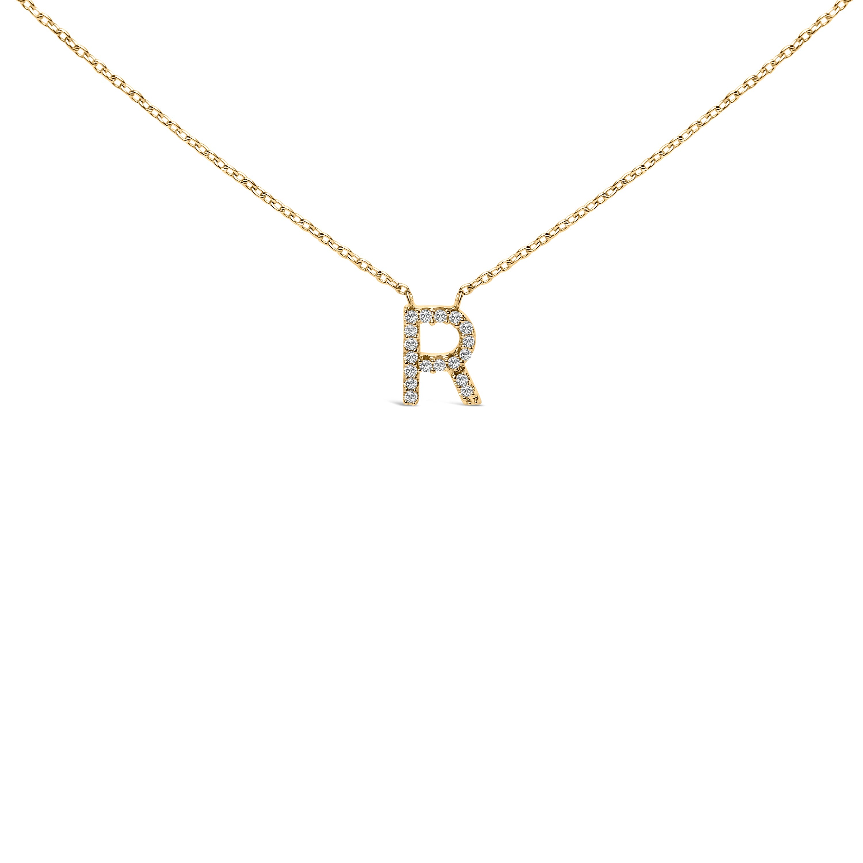 10K White Gold Diamond Accent "A" Block Initial Pendant Necklace