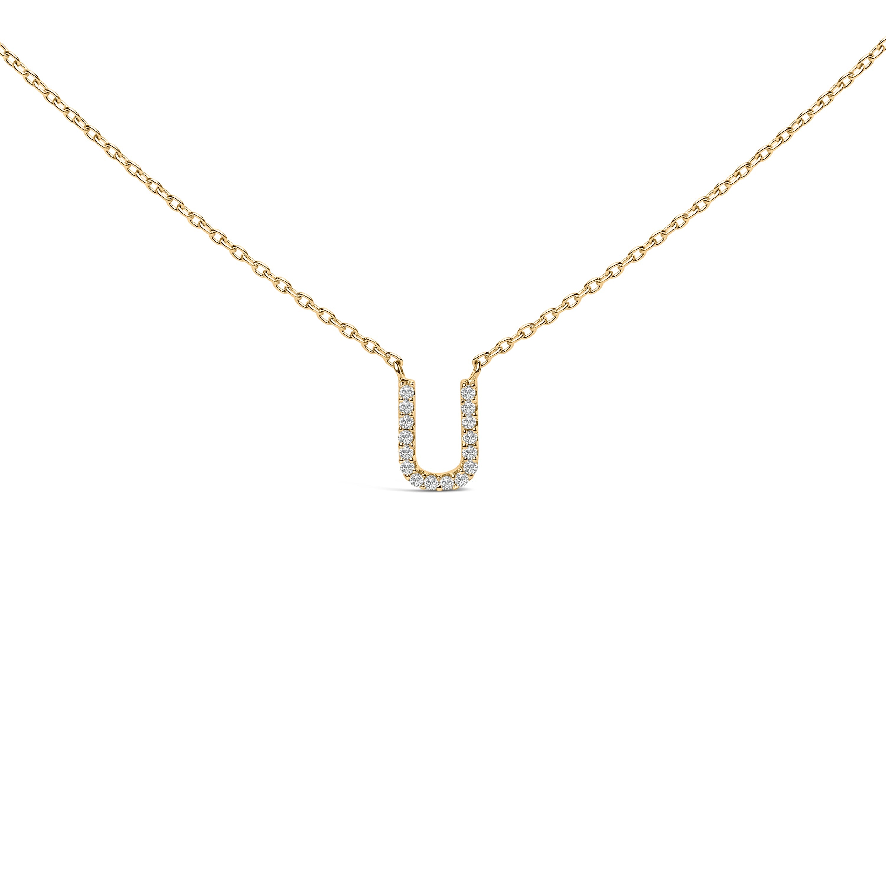10K White Gold Diamond Accent "A" Block Initial Pendant Necklace
