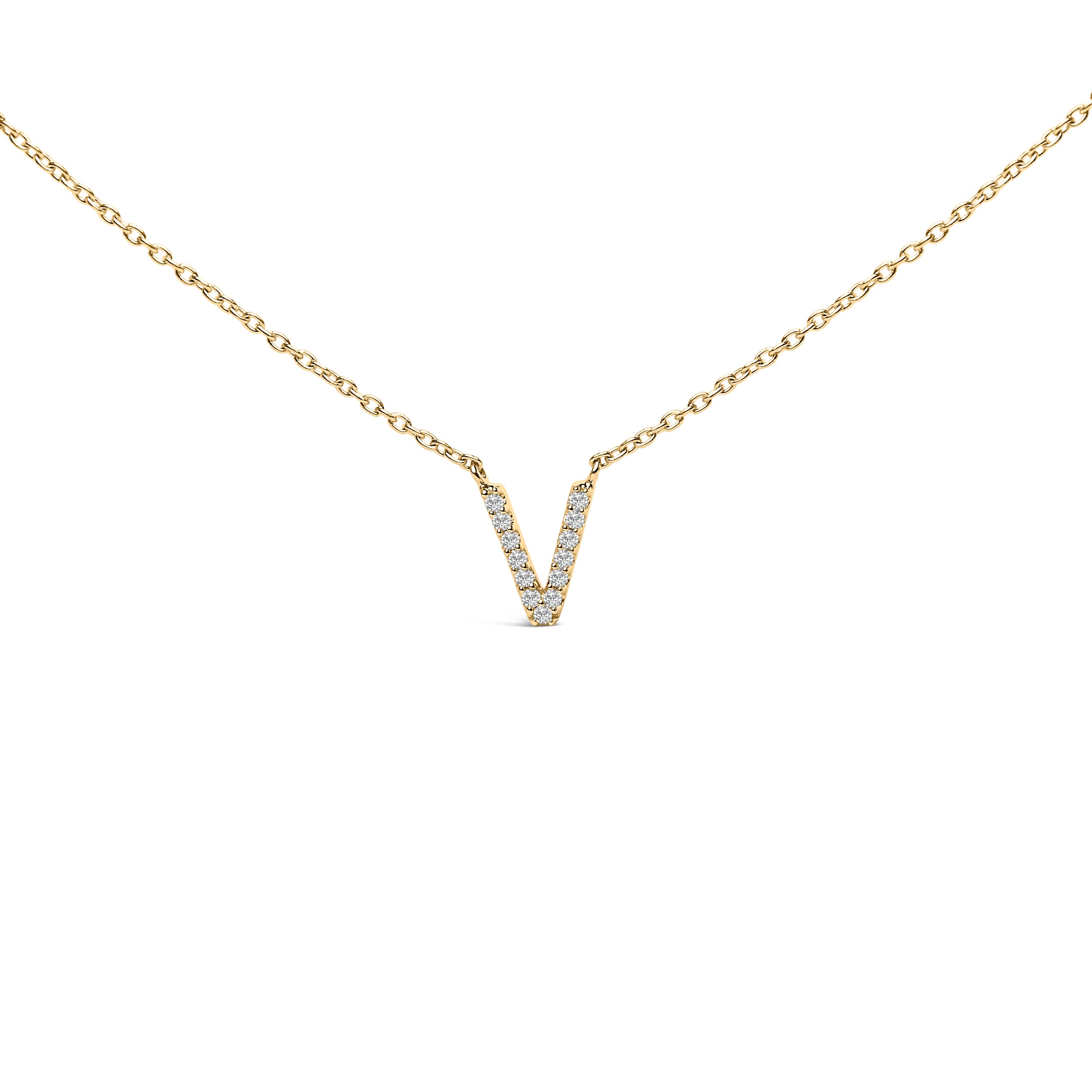 10K White Gold Diamond Accent "A" Block Initial Pendant Necklace