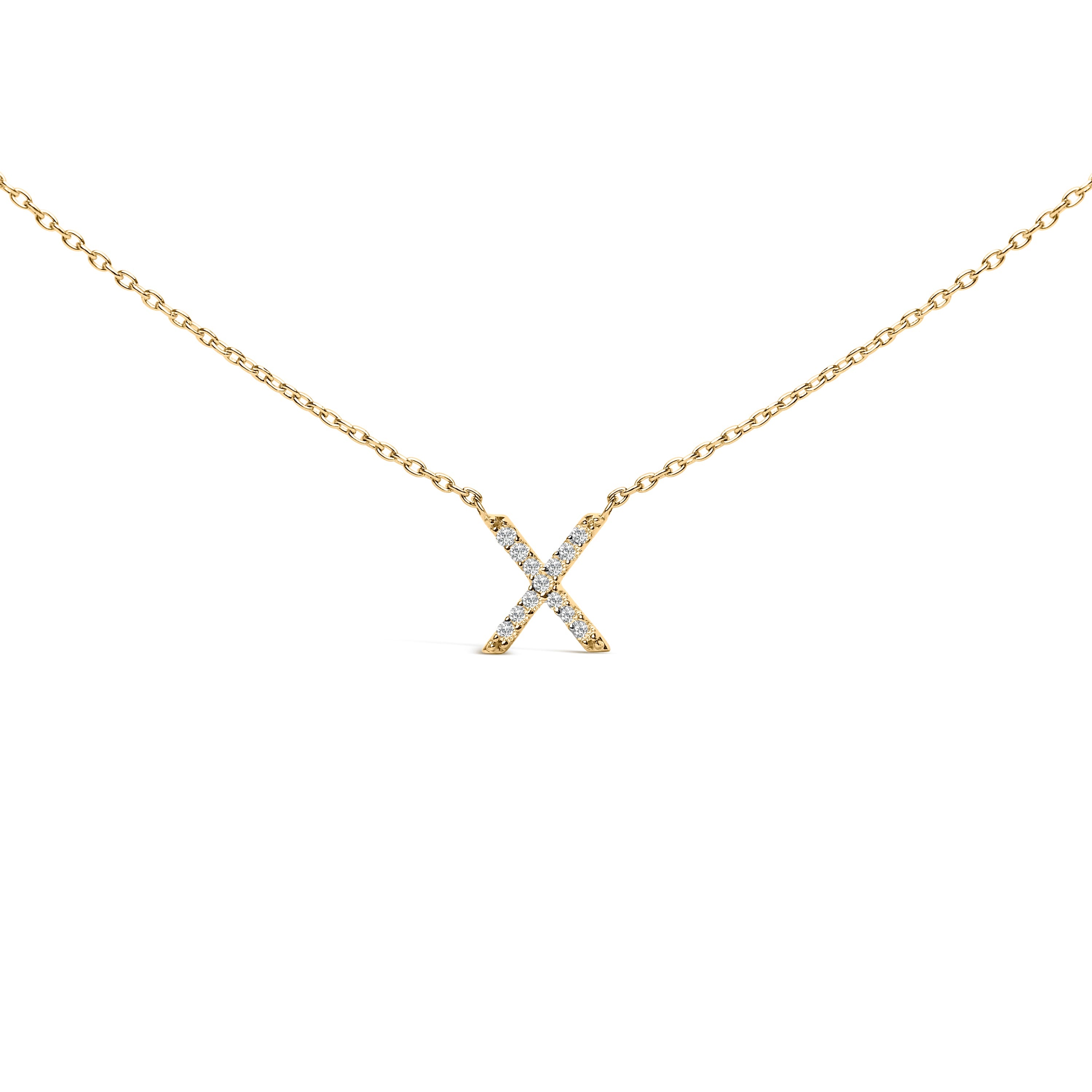 10K White Gold Diamond Accent "A" Block Initial Pendant Necklace
