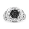 .925 Sterling Silver 1/4 Cttw White and Black Treated Diamond Halo Cluster Ring for Men (I-J Color, I3 Clarity) - Size 10