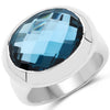 10.25 Carat Genuine London Blue Topaz .925 Sterling Silver Ring