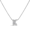 10K White Gold Diamond Accent "A" Initial Bubble Pendant Necklace