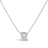 10K White Gold Diamond Accent "A" Initial Bubble Pendant Necklace