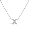 10K White Gold Diamond Accent "A" Initial Bubble Pendant Necklace