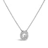 10K White Gold Diamond Accent "A" Initial Bubble Pendant Necklace