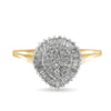 10K Yellow Gold 1/2 Cttw Round & Baguette Cut Diamond Pear Shaped Domed PavÃ© Cluster with Halo Cocktail Ring (J-K Color, I1-I2 Clarity) - Size 4-1/4