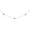 14K Yellow Gold Bezel Set 4x3 mm Oval Red Ruby Station Necklace - 18 Inches