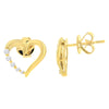 14K Yellow Gold 1/8 Cttw Diamond Journey Heart Hoop Earrings (K-L Color, I1-I2 Clarity)