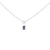 10K White Gold Emerald Cut 6x4 MM Blue Sapphire Solitaire Pendant Necklace - 18 inch