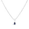 10K White Gold 6x4 mm Oval Blue Sapphire Solitaire Paperclip Pendant Necklace - 18" Inches