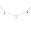 10K Yellow Gold Dangling 5x3 mm Green Emerald and Diamond Station Necklace - 18" Inches