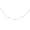 14K Yellow Gold Bezel Set Alternating Green Emerald and Diamond Station Necklace - 18" Inches