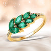 0.68 Carat Genuine Zambian Emerald and White Diamond 14K Yellow Gold Ring