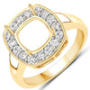 0.48 Carat Genuine White Diamond 14K Yellow Gold Semi Mount Ring - holds 8x8mm Cushion Gemstone