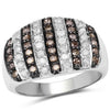 0.83 Carat Genuine Champagne Diamond and White Diamond .925 Sterling Silver Ring