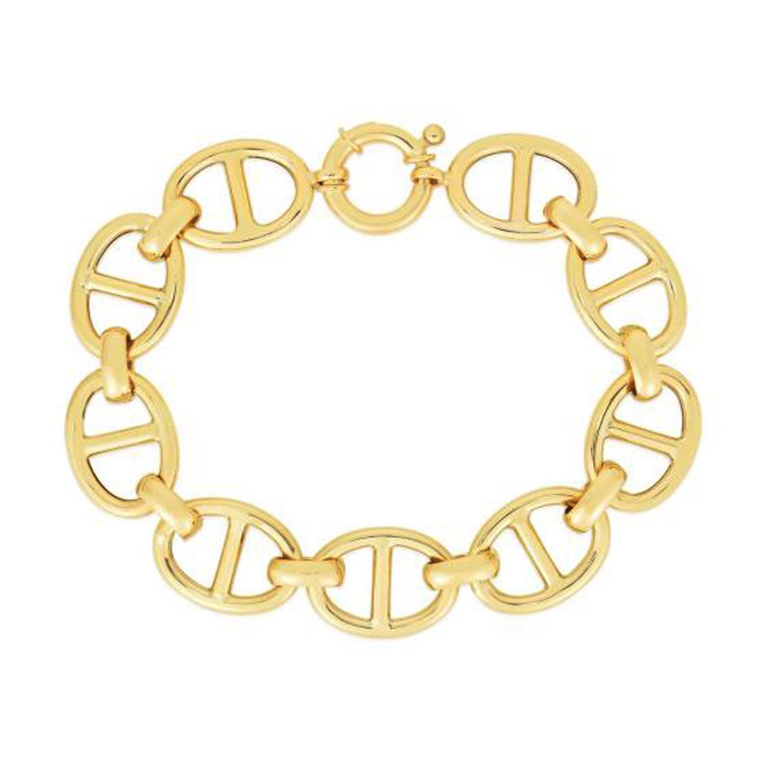 14k Yellow Gold High Polish Mariner Link Bracelet  (13.80 mm)