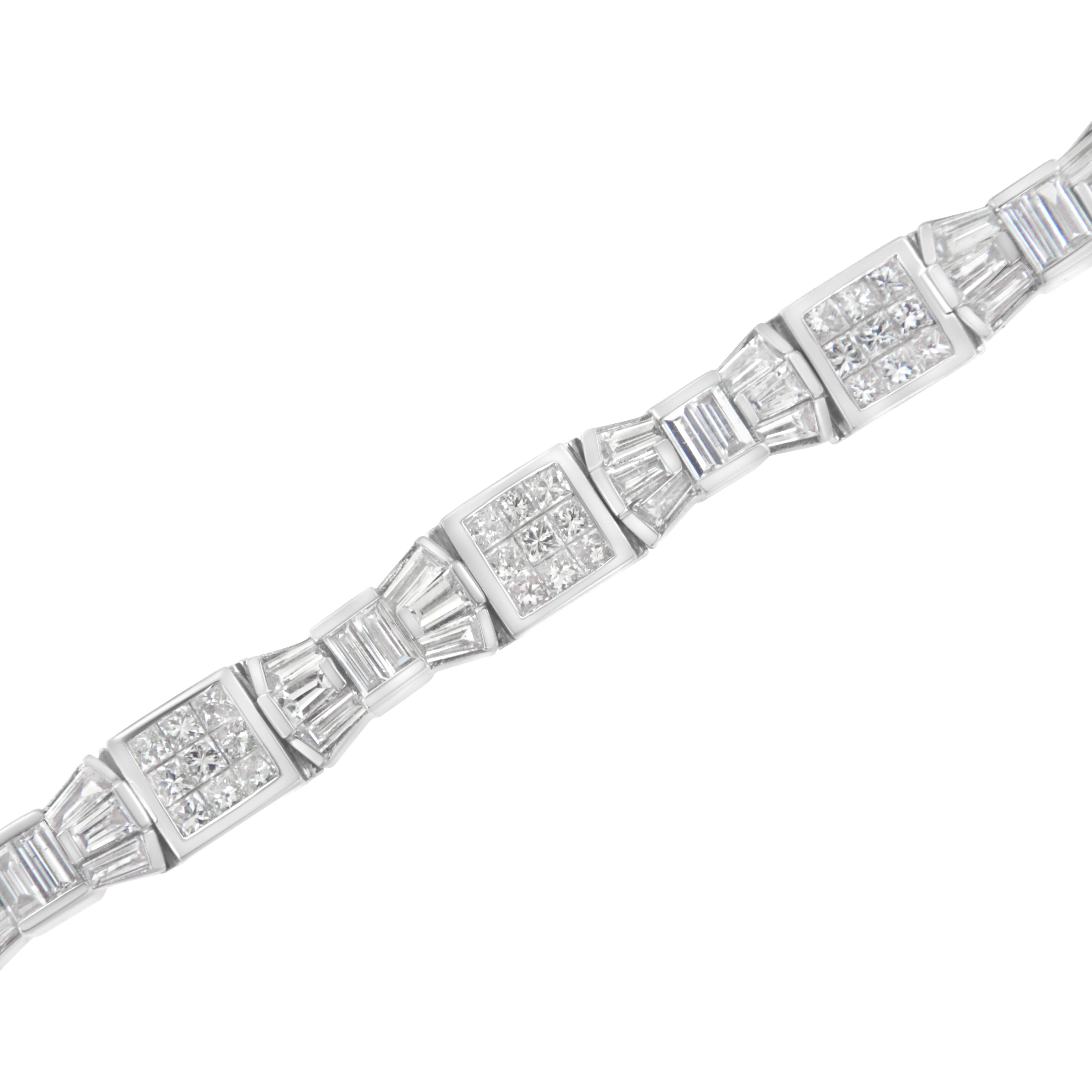 14K Yellow Gold 9.0 Cttw Diamond Alternating Bow and Box Link Bracelet (G-H Color, VS1-VS2 Clarity)- 7"