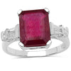 4.30 ct. t.w. Glass Filled Ruby and White Topaz Ring in Sterling Silver