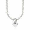 Sterling Silver Rhodium Plated Rolo Chain Necklace with a Heart Toggle Charm