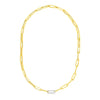 14k Yellow Gold Paperclip Chain Necklace with Diamond Link