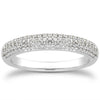 14k White Gold Triple Multi-Row Micro- Pave Diamond Wedding Ring Band