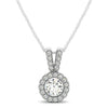Round Pendant with Split Bail and Diamond Halo in 14k White Gold (3/4 cttw)