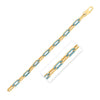 14k Yellow Gold Turquoise Paperclip Gem Link Bracelet (7.00 mm)