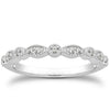 14k White Gold Vintage Look Fancy Pave Diamond Milgrain Wedding Ring Band