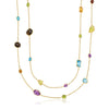 14k Yellow Gold Double Layer Multi Gem Necklace