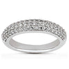 14k White Gold Triple Multi-Row Micro- Pave Diamond Wedding Ring Band