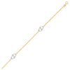 14k Two Tone Gold Entwined Heart Stationed Anklet
