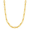 Rounded Rectangular Link Necklace with Textured Round Links in 14k Yellow Gold