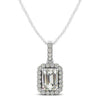 Halo Pendant With Emerald Center Diamond in 14k White Gold (1 1/5 cttw)