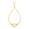 Adjustable Bracelet with Shiny Open Heart in 14k Yellow Gold