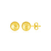 14K Yellow Gold Ball Earrings with Linear Texture