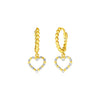 14k Two Tone Gold Beaded Hoop Earrings with Hearts