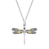18k Yellow Gold and Sterling Silver Pendant in a Dragonfly Design