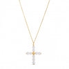 14k Yellow Gold Pearl Cross Pendant