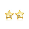 14k Yellow Gold Polished Star Earrings with Diamonds
